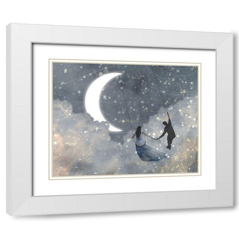 Celestial Love I White Modern Wood Framed Art Print with Double Matting by Borges, Victoria