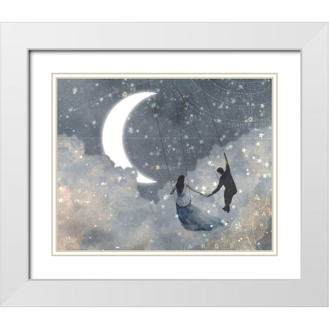 Celestial Love I White Modern Wood Framed Art Print with Double Matting by Borges, Victoria