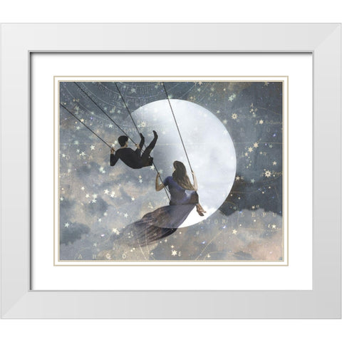 Celestial Love II White Modern Wood Framed Art Print with Double Matting by Borges, Victoria