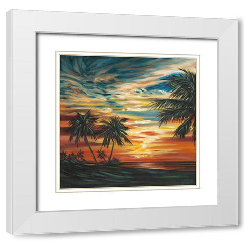 Stunning Tropical Sunset I White Modern Wood Framed Art Print with Double Matting by Vitaletti, Carolee