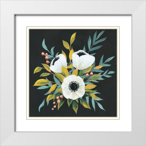 Anemone Posy I White Modern Wood Framed Art Print with Double Matting by Popp, Grace
