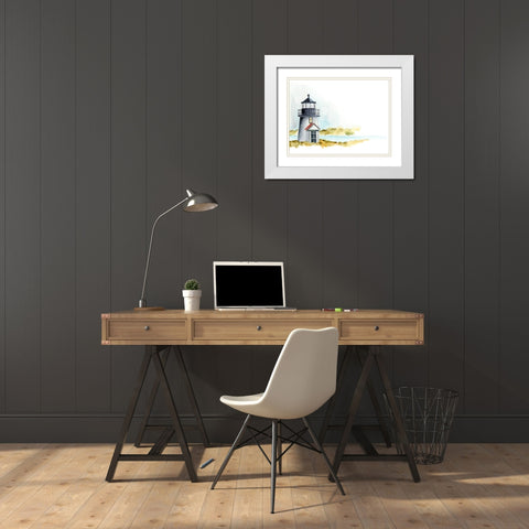 Ocean Beacon I White Modern Wood Framed Art Print with Double Matting by Moore, Regina