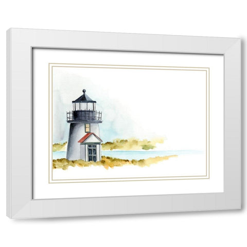Ocean Beacon I White Modern Wood Framed Art Print with Double Matting by Moore, Regina