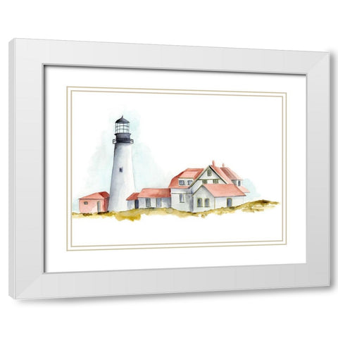 Ocean Beacon II White Modern Wood Framed Art Print with Double Matting by Moore, Regina