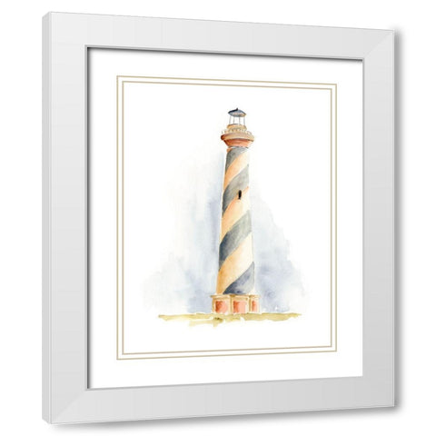 Ocean Beacon III White Modern Wood Framed Art Print with Double Matting by Moore, Regina