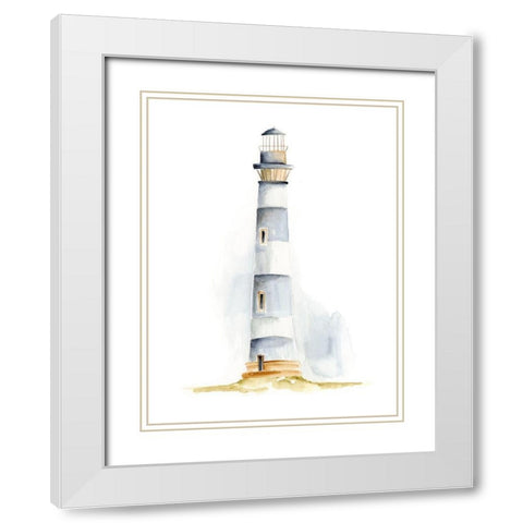 Ocean Beacon IV White Modern Wood Framed Art Print with Double Matting by Moore, Regina