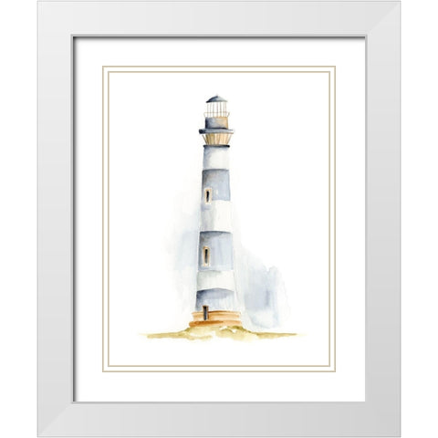Ocean Beacon IV White Modern Wood Framed Art Print with Double Matting by Moore, Regina