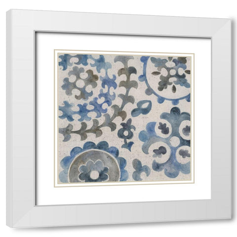 Water Suzani I White Modern Wood Framed Art Print with Double Matting by Zarris, Chariklia