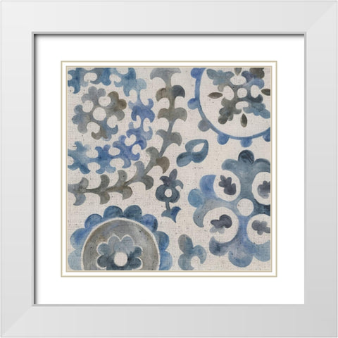 Water Suzani I White Modern Wood Framed Art Print with Double Matting by Zarris, Chariklia