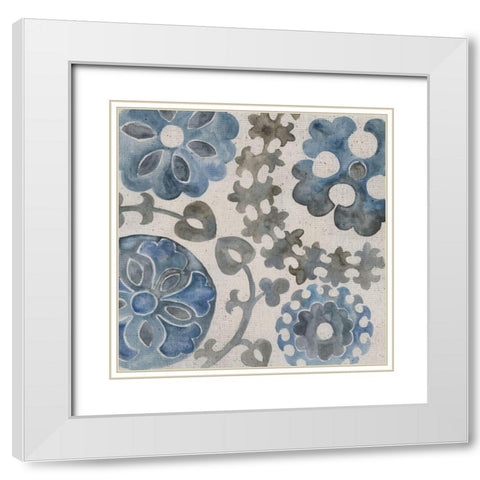 Water Suzani II White Modern Wood Framed Art Print with Double Matting by Zarris, Chariklia