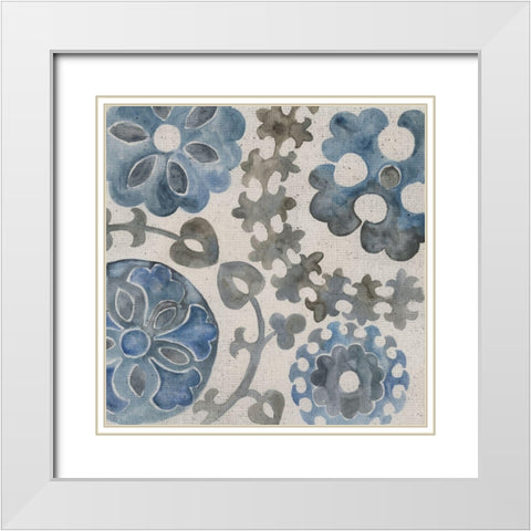 Water Suzani II White Modern Wood Framed Art Print with Double Matting by Zarris, Chariklia