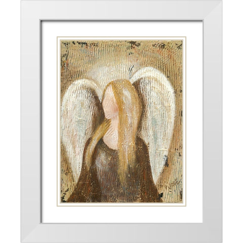 Angel White Modern Wood Framed Art Print with Double Matting by Reynolds, Jade