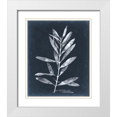 Midnight Leaves I White Modern Wood Framed Art Print with Double Matting by Meagher, Megan