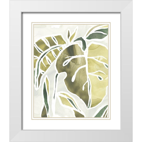Batik Leaves II White Modern Wood Framed Art Print with Double Matting by Vess, June Erica