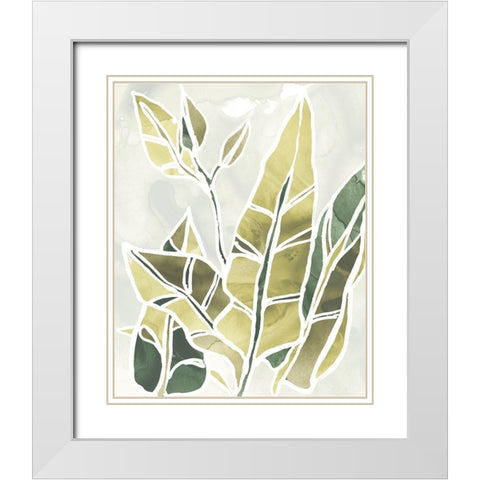 Batik Leaves III White Modern Wood Framed Art Print with Double Matting by Vess, June Erica