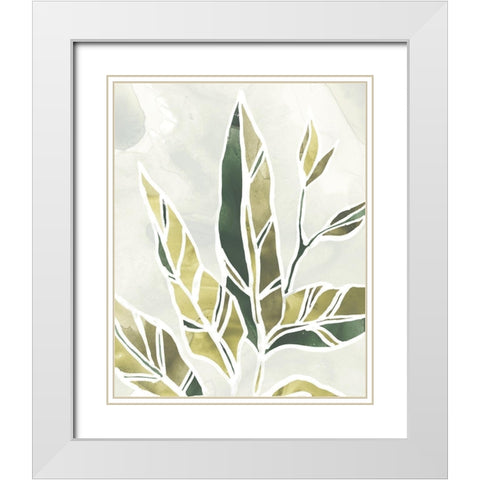 Batik Leaves IV White Modern Wood Framed Art Print with Double Matting by Vess, June Erica