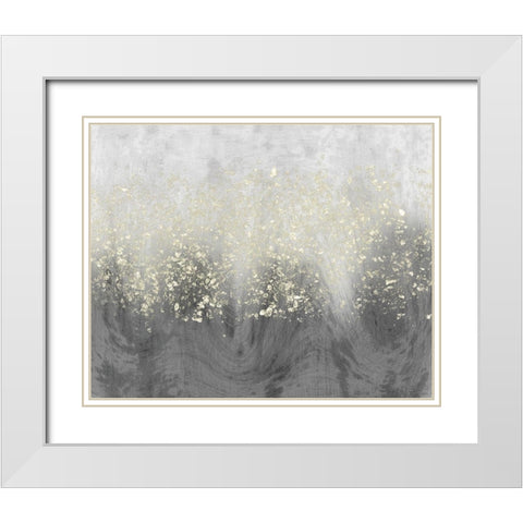 Glitter Swirl I White Modern Wood Framed Art Print with Double Matting by Goldberger, Jennifer
