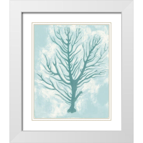 Living Teal I White Modern Wood Framed Art Print with Double Matting by Popp, Grace