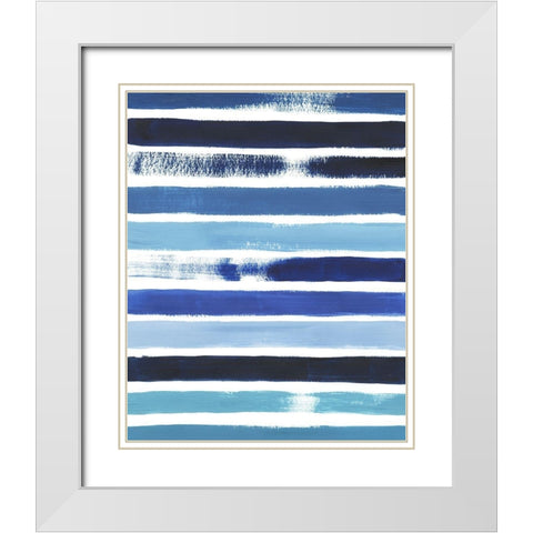 Cobalt Strokes I White Modern Wood Framed Art Print with Double Matting by Popp, Grace