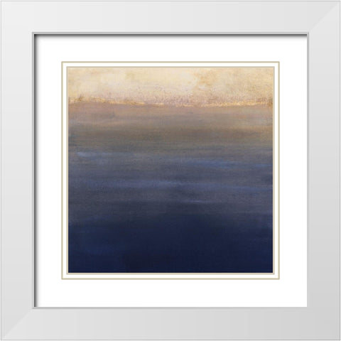 Indigo Sundown II White Modern Wood Framed Art Print with Double Matting by Borges, Victoria