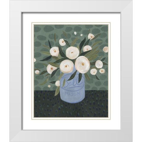 Mason Jar Bouquet III White Modern Wood Framed Art Print with Double Matting by Scarvey, Emma