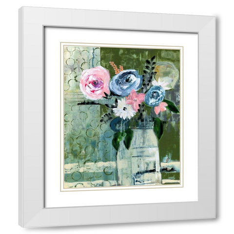 Modern Floral Circle White Modern Wood Framed Art Print with Double Matting by Daavettila, Tara