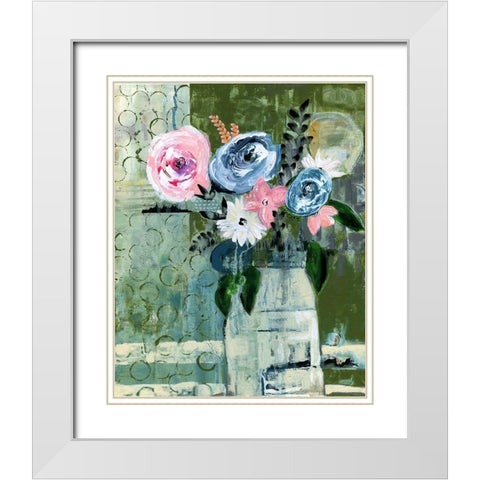 Modern Floral Circle White Modern Wood Framed Art Print with Double Matting by Daavettila, Tara