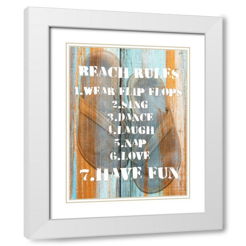 Beach Rules I White Modern Wood Framed Art Print with Double Matting by Nall|Skip