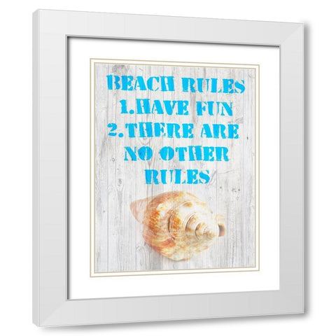 Beach Rules III White Modern Wood Framed Art Print with Double Matting by Nall|Skip