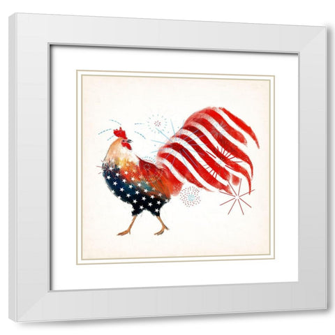 Rooster Fireworks I White Modern Wood Framed Art Print with Double Matting by Borges, Victoria