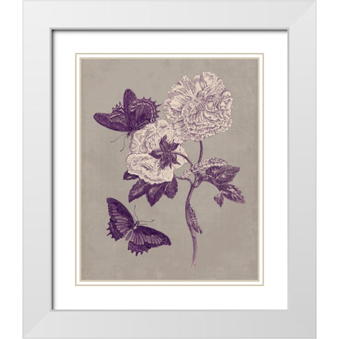 Nature Study in Plum and Taupe IV White Modern Wood Framed Art Print with Double Matting by Merian, Maria S.