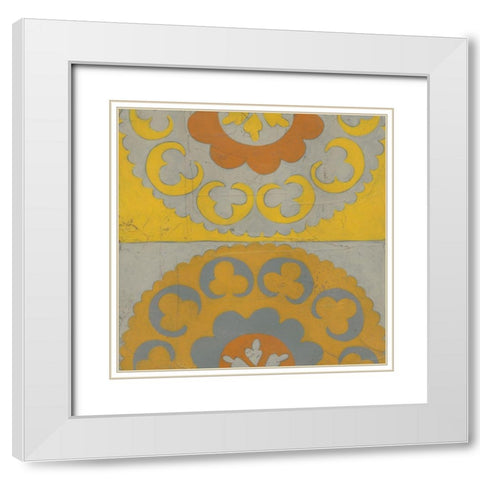 Suzani Shift II White Modern Wood Framed Art Print with Double Matting by Zarris, Chariklia