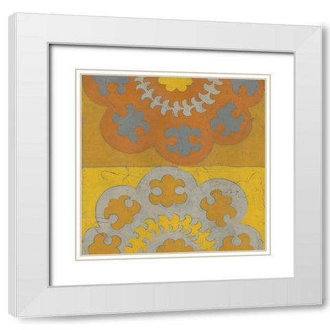 Suzani Shift III White Modern Wood Framed Art Print with Double Matting by Zarris, Chariklia