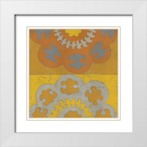 Suzani Shift III White Modern Wood Framed Art Print with Double Matting by Zarris, Chariklia