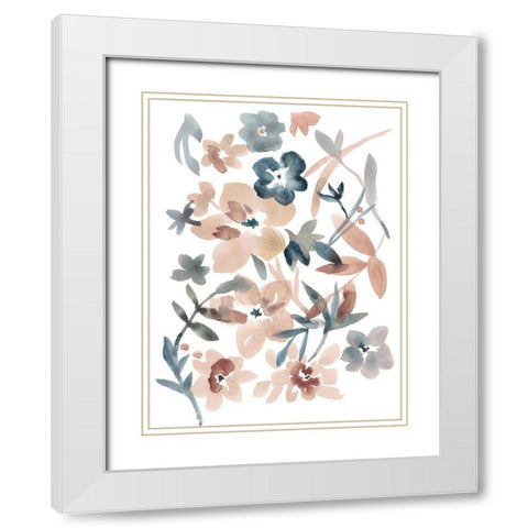 Martinique Floral I White Modern Wood Framed Art Print with Double Matting by Zarris, Chariklia