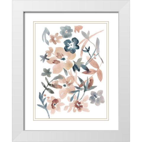 Martinique Floral I White Modern Wood Framed Art Print with Double Matting by Zarris, Chariklia