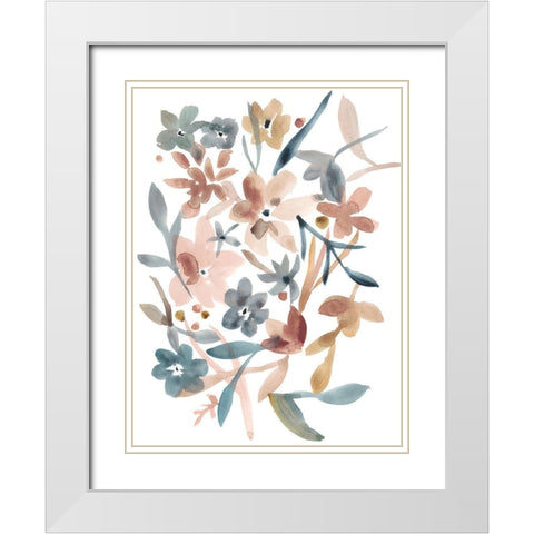 Martinique Floral II White Modern Wood Framed Art Print with Double Matting by Zarris, Chariklia