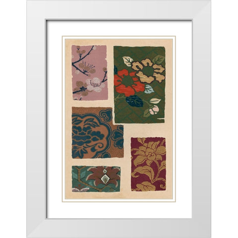 Japanese Textile Design II White Modern Wood Framed Art Print with Double Matting by Seizan, Ema