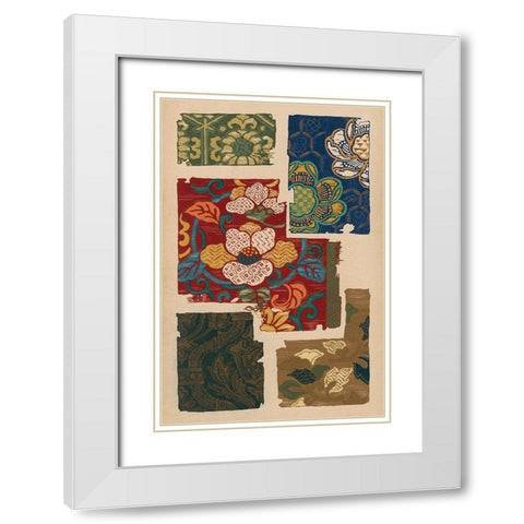 Japanese Textile Design IV White Modern Wood Framed Art Print with Double Matting by Seizan, Ema