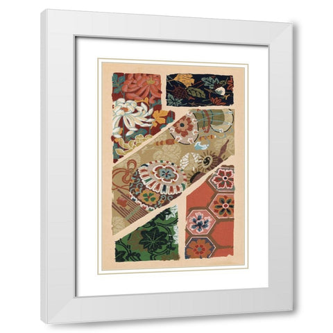 Japanese Textile Design V White Modern Wood Framed Art Print with Double Matting by Seizan, Ema