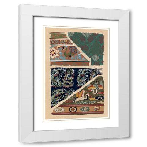 Japanese Textile Design VI White Modern Wood Framed Art Print with Double Matting by Seizan, Ema
