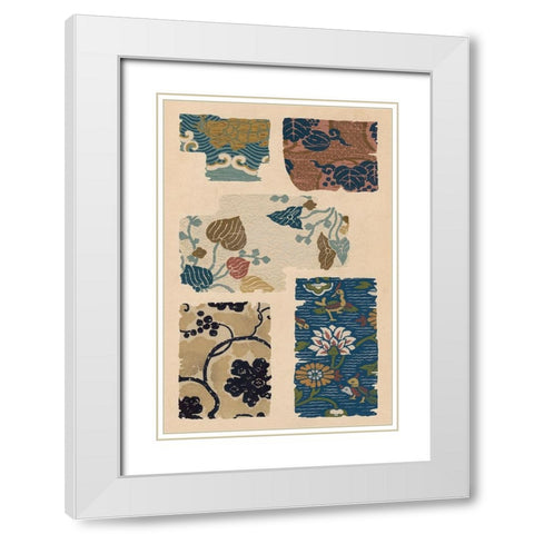 Japanese Textile Design VIII White Modern Wood Framed Art Print with Double Matting by Seizan, Ema