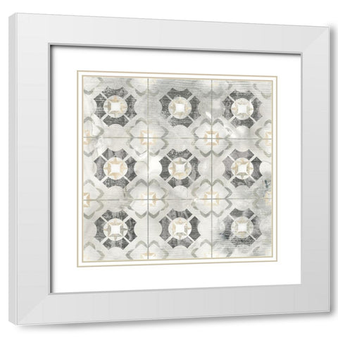 Marble Tile Design III White Modern Wood Framed Art Print with Double Matting by Vess, June Erica