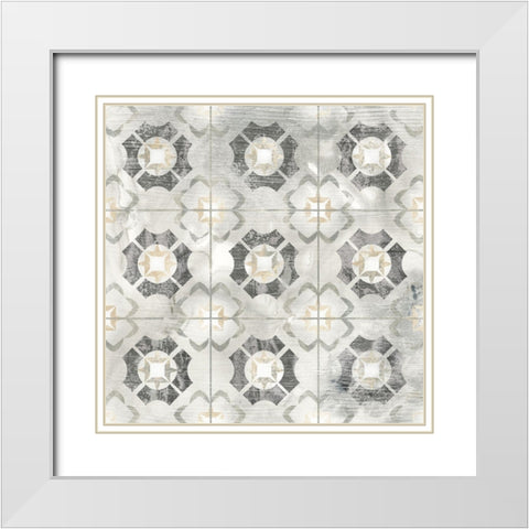 Marble Tile Design III White Modern Wood Framed Art Print with Double Matting by Vess, June Erica