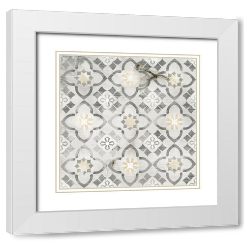 Marble Tile Design IV White Modern Wood Framed Art Print with Double Matting by Vess, June Erica