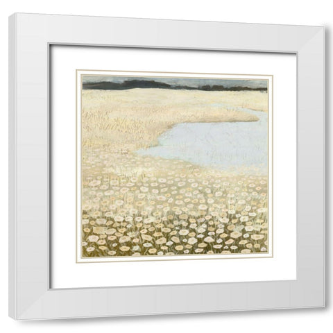 Flaxen Field I White Modern Wood Framed Art Print with Double Matting by Borges, Victoria