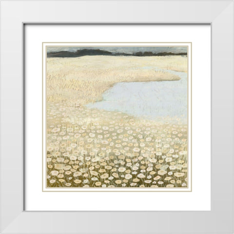 Flaxen Field I White Modern Wood Framed Art Print with Double Matting by Borges, Victoria