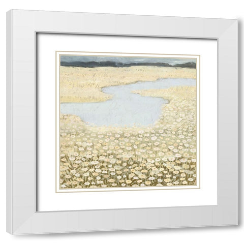 Flaxen Field II White Modern Wood Framed Art Print with Double Matting by Borges, Victoria