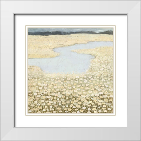 Flaxen Field II White Modern Wood Framed Art Print with Double Matting by Borges, Victoria