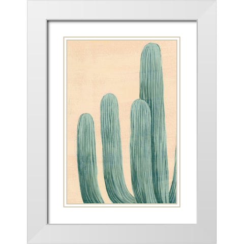 Dusty Cacti I White Modern Wood Framed Art Print with Double Matting by Popp, Grace